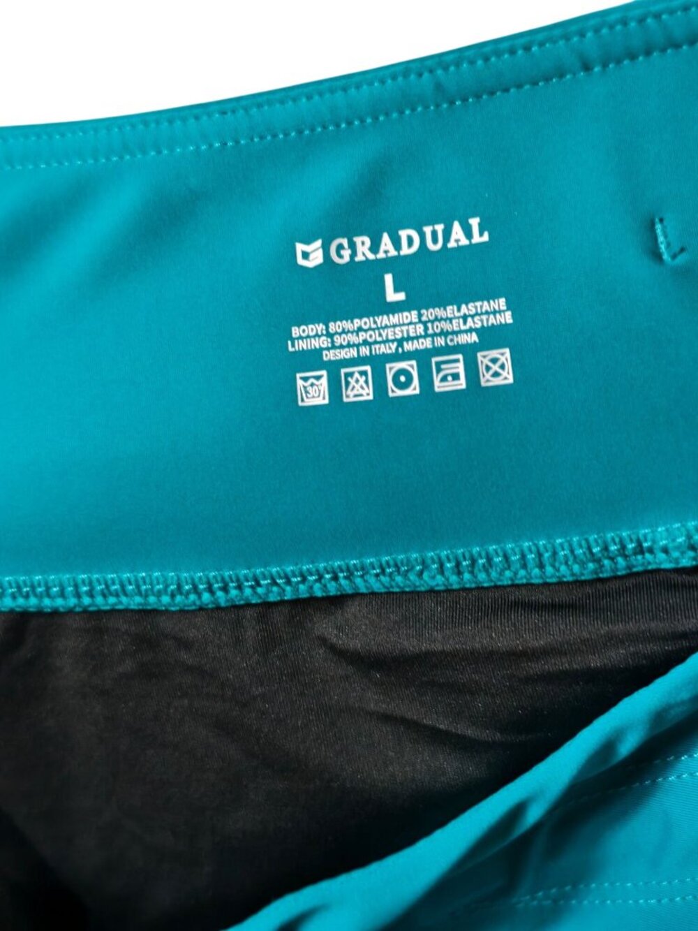 Gradual Womens L Athletic Shorts Teal Stretch Pockets High Waisted Sporty Active - Picture 5 of 6
